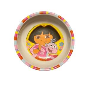 VTG Zak Designs Dora the Explorer Melamine Bowl Pink Striped Boots 2007 Viacom